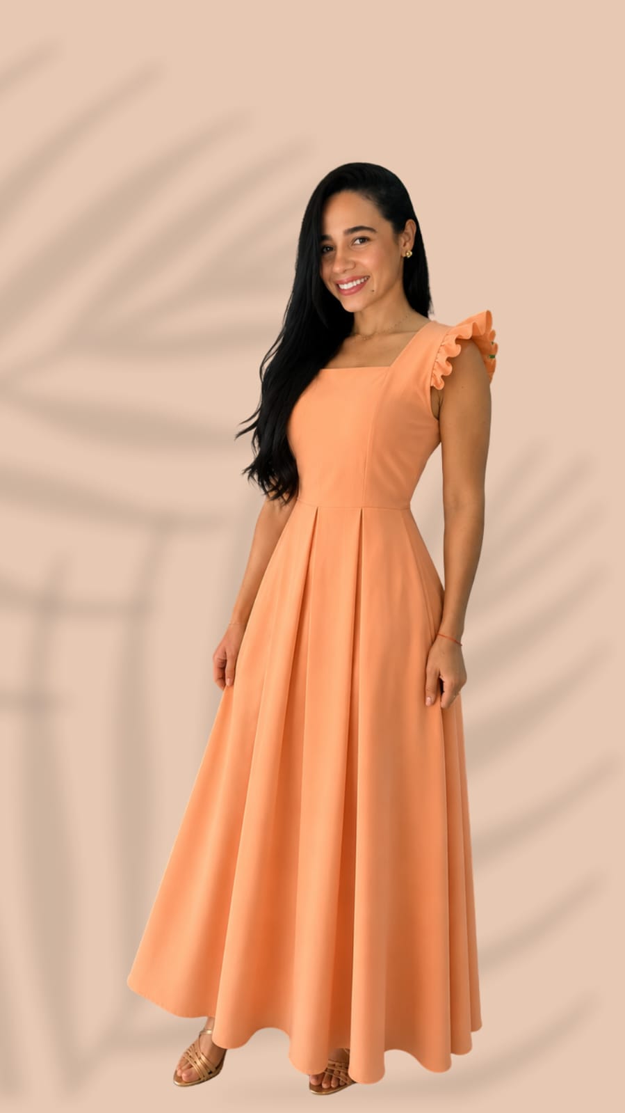Vestido Antônia — longo pêssego